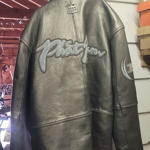 Phat Farm Men's Metalic Gray Leather Jacket Size 2x In Great Condition